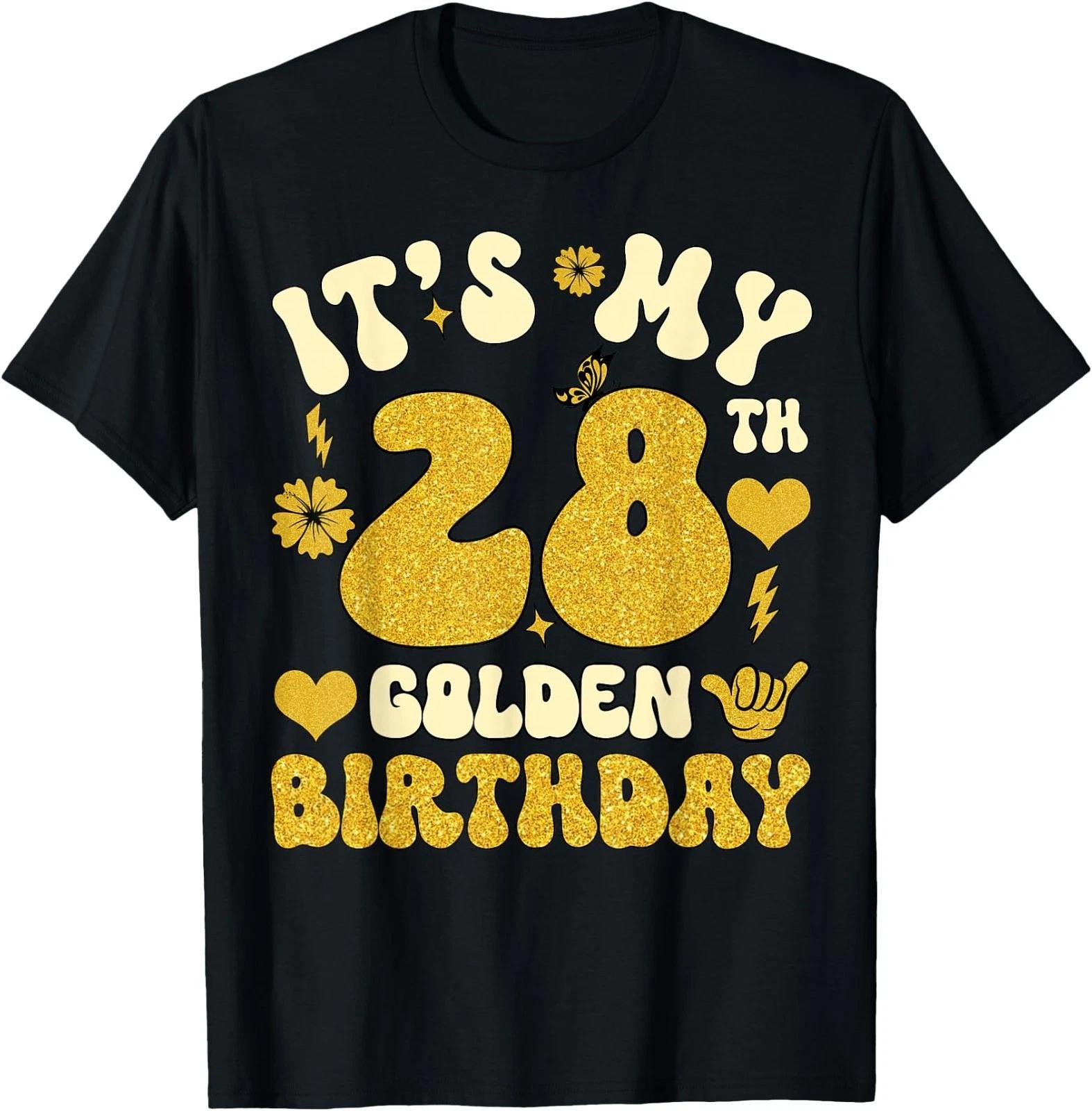 It s My 28th Golden Birthday 28 Year Old Bday Kids Groovy T-Shirt S