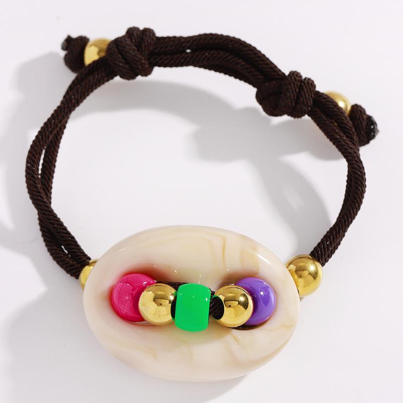 1Pcs Stylish Two Tone Handmade Rope Bracelet Adjustable Wrist Chain With Pig Nose Charm Jewelry Accessory For Women