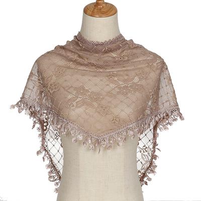 Solid Women Floral Lace Scarf Spring Summer Lady Grid Hollow-Out Tassel Triangular Scarves Soft Wrap Shawls New Korean Style