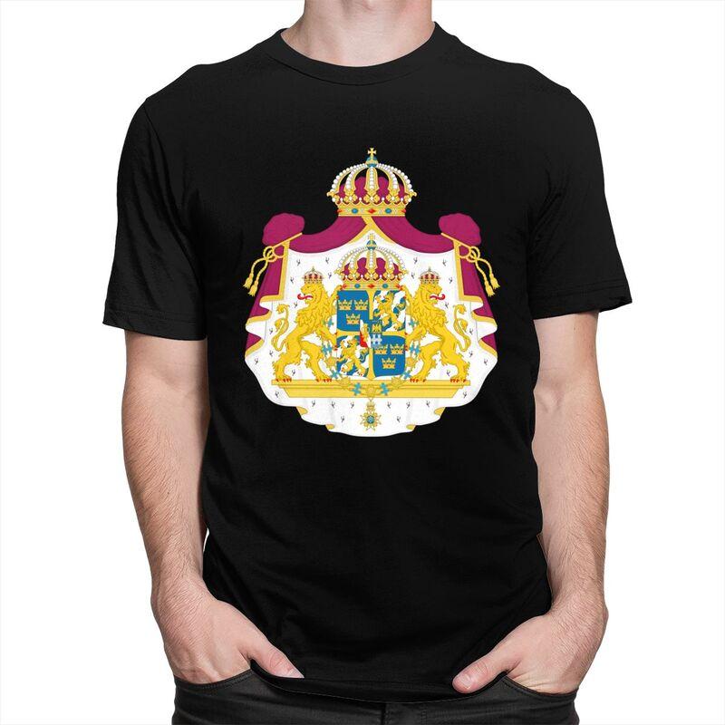 Custom Coat Of Arms Of Sweden Flag T Shirts for Men 100 Cotton Tee Tops Tshirts Fashion Tshirt Clothing