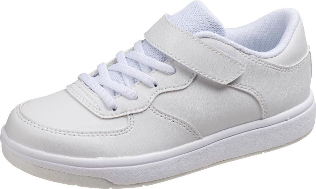OUTDOOR PRODUCTS Kids' Junior Sneakers, ODP 201, White/White, Size 22.5cm, for School and Exercise