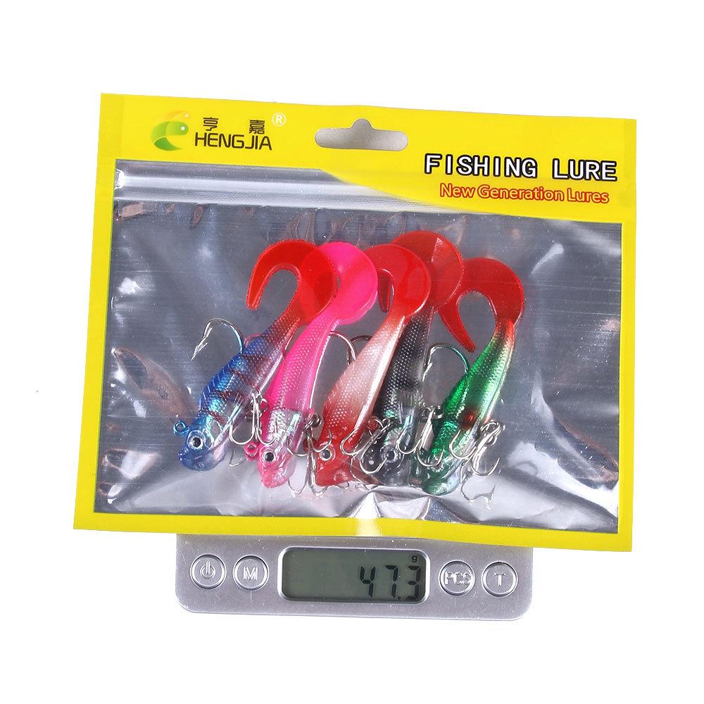 Lead-Wrapped Fish Luya Bait Curling Tail Fake Bait 7Cm9G Lead Head Hook Curling Tail Soft Bait Outdoor Bait