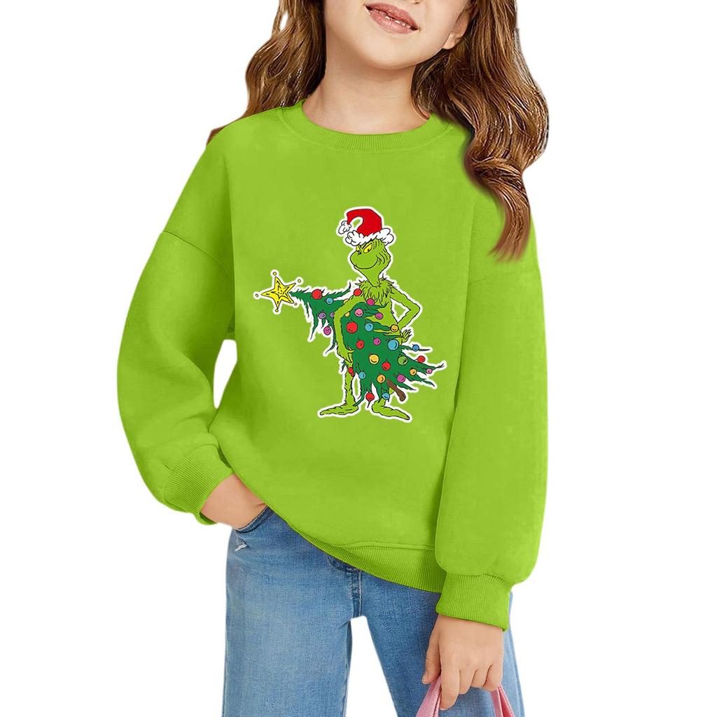 Pulovere de Crăciun pentru fete cu gât rotund pentru copii, topuri imprimate pentru bebeluși