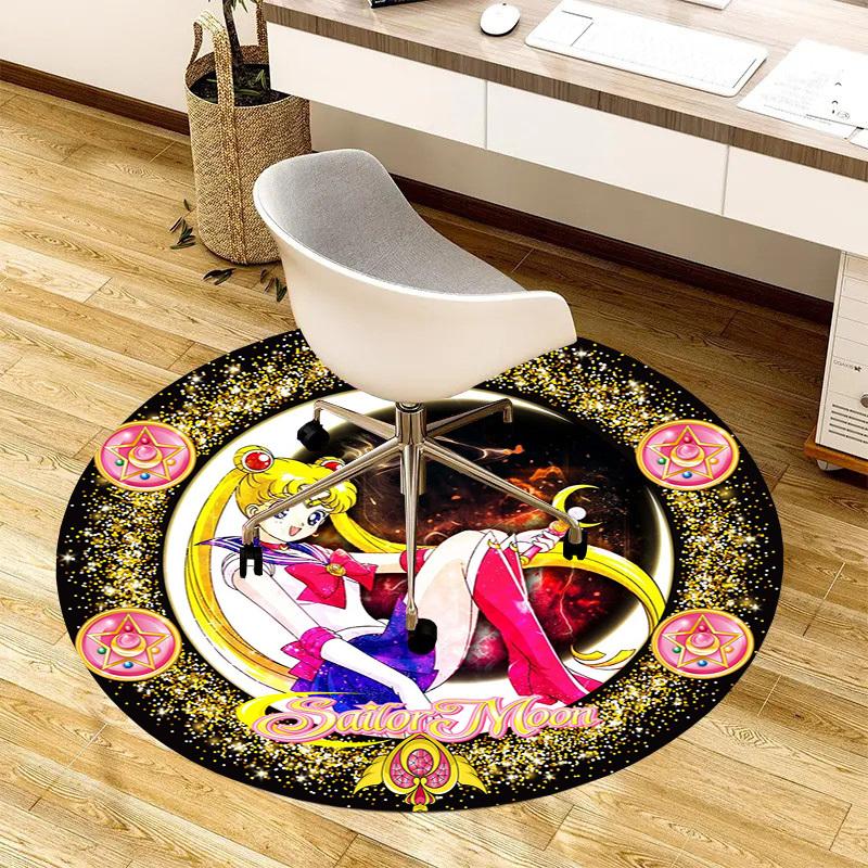 1pc Sailor Moon Cosmic Artwork Round Carpet, Made of Polyester,Perfect for Decorating Office Chairs, Living Rooms