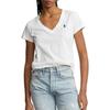 Polo Ralph Lauren Solid Color Logo Embroidered V-Neck Knit SS23 T-Shirt Women Tops White WMPOKNINCU20704-100