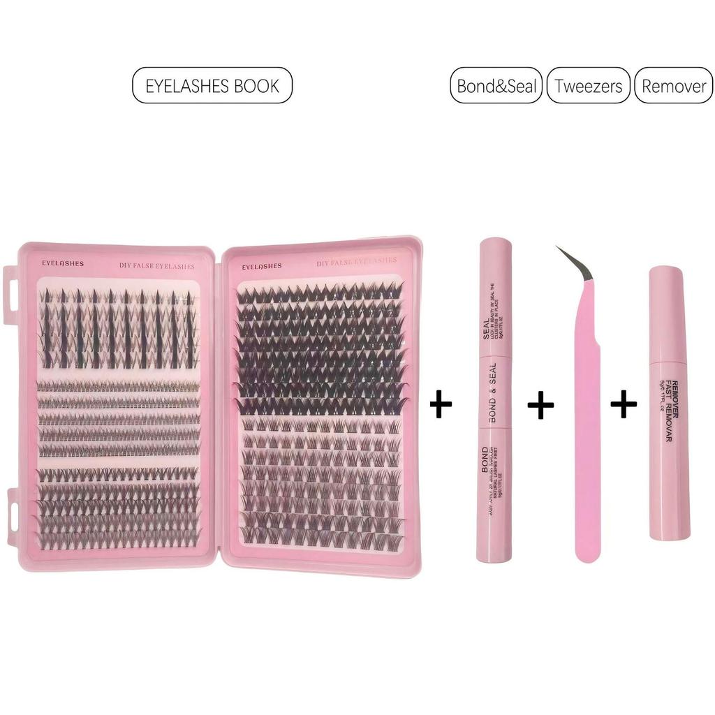 Cils Mixtes Européens & Américains DIY - Naturels, Denses, Grande Capacité Livre de Cils en Grappes Thermofusibles