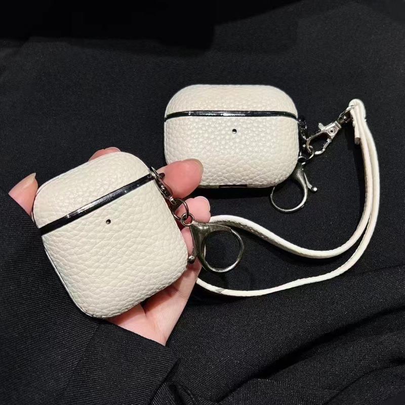 Solid Color Lychee Patterned Drop Proof Hand Drawer Headphone Cover For 1/2 Pro Pro2 3 4 Leather Headphone Cover Protective Case