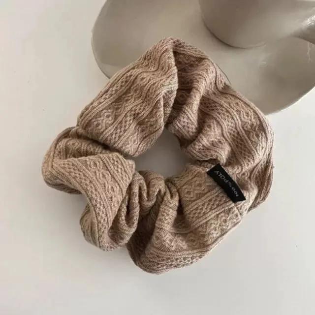 11cm Korea Vintage Knitted Scrunchie Women Girls Elastic Hair Rubber Band Accessories Tie Hair Ring Rope Headdress Headwear