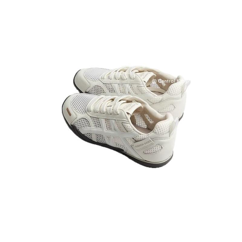 Cowhide version~ Thin mesh German training shoes women's 2025 new summer height increase breathable versatile casual sports shoes