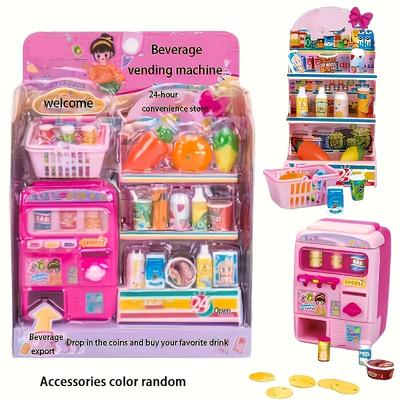 Juego de Juguetes de Máquina Expendedora para Niños Juego de Caja Registradora Juguetes Dispensadores Realistas Mini Bebida Comida Fruta para Niñas Niños