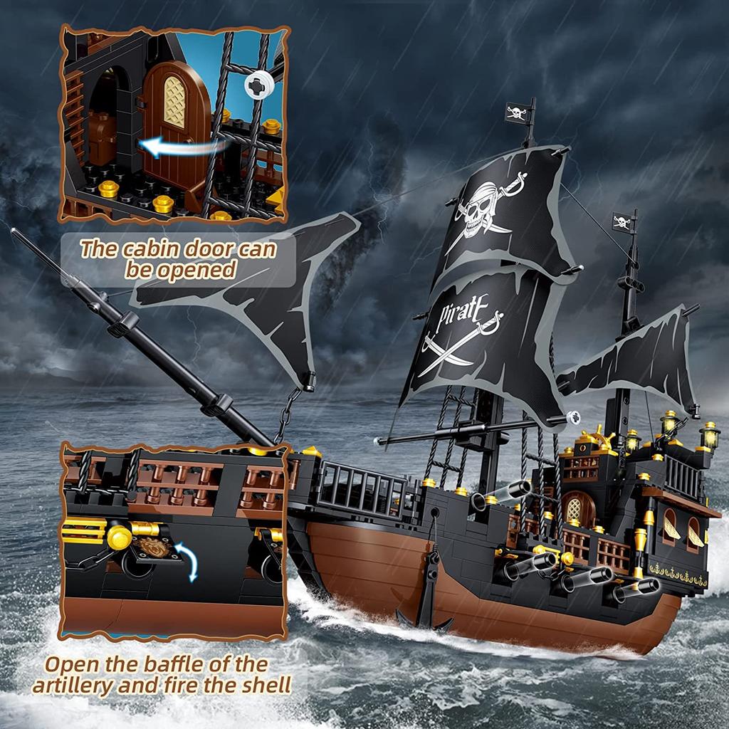 Creative Pirate Ship Adventure Ship Set Building Blocks DIY Luminous Building Blocks Decorative Bricks Boy Toy Gift