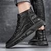 High Top Shoes Men Winter Plush Thickened Warm Anti-skid Waterproof Snow Boots Versatile Comfortable Lace-up Casual Shoes