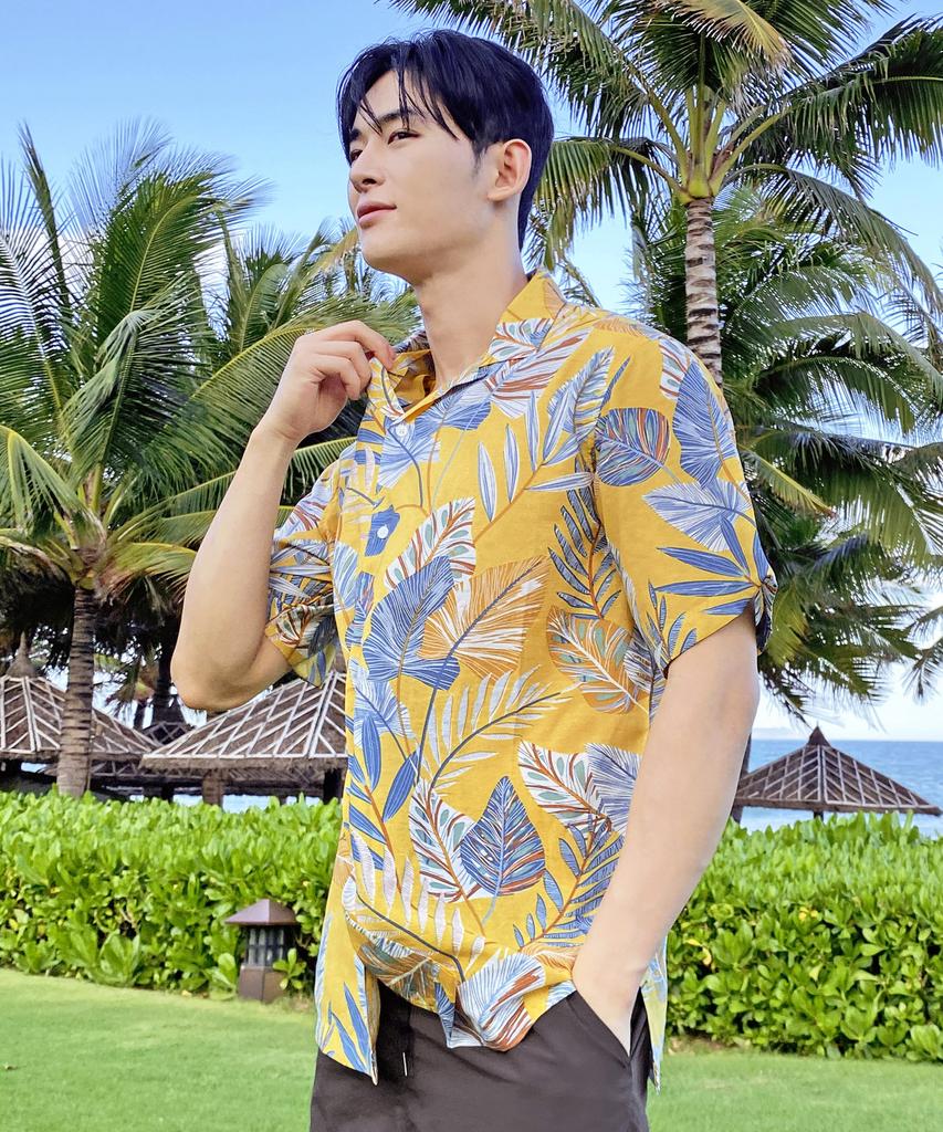 Helingbon Men'S Loose Fit Hawaiian Shirt Short Sleeve Resort Beachwear Top (2 Colors) / Ni102M