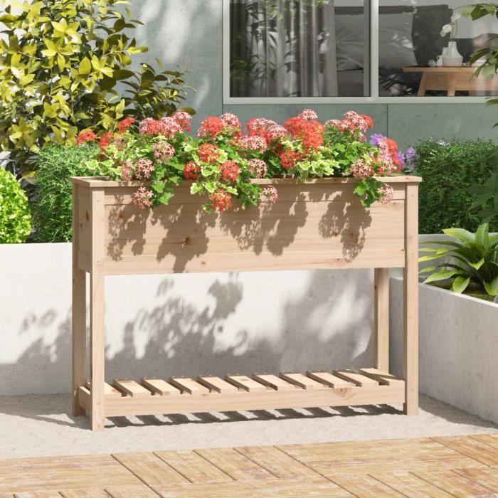 VidaXL Jardinière avec étagère 111,5x34,5x81 cm Bois massif de pin 823766