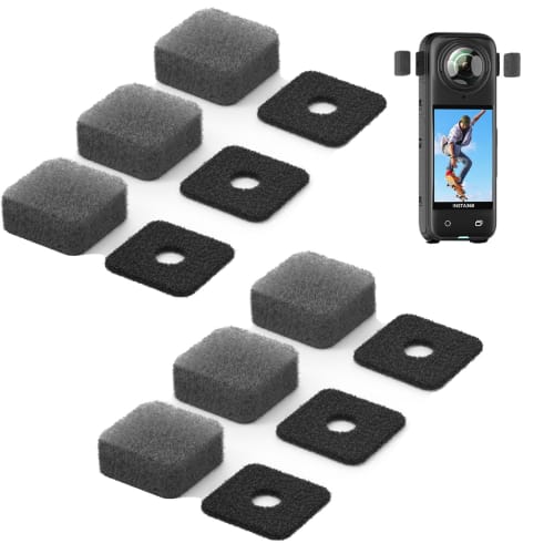 HUIKKJP Insta360 X4/X3 Replacement Windshield Microphone Covers (6-Pack) with Microphone Sponge for Noise Reduction and Wind Noise Reduction