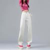 Versatile spring and autumn new dirty pink wide-leg jeans women's high waist and thin loose drape straight floor pants