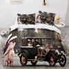 Retro Car Old Car Duvet Cover Set 3D Print King Queen Size Comforter Cover With Pillowcases For Kids Teens Polyester Bedding Set