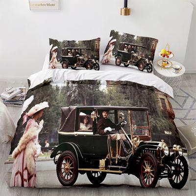Set Copripiumino Auto d'Epoca Auto Vecchia Stampa 3D Matrimoniale Queen Size Coperta Piumino con Federe per Bambini Adolescenti Set Biancheria da Letto in Poliestere