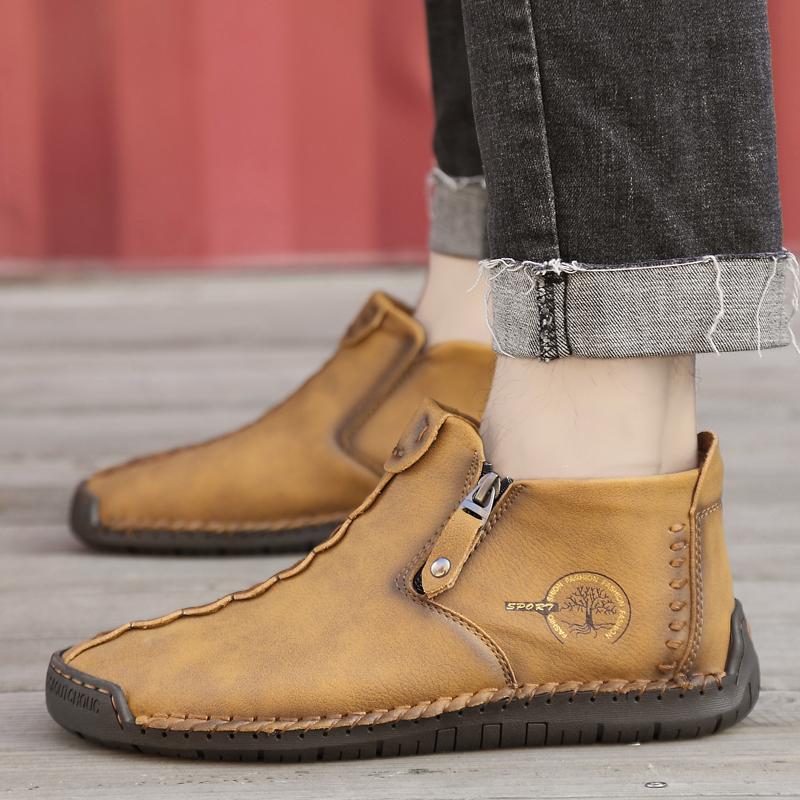 Herr Stövlar i äkta läder Mode Blixtlås Skor Läder Herr Ankelboots