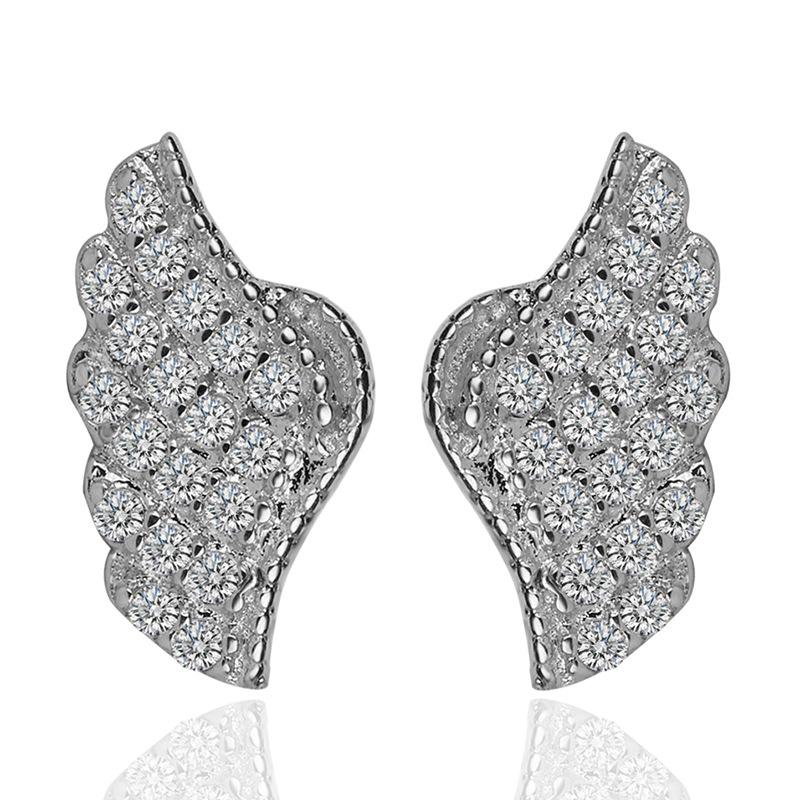 Popular Accessories Angel Wings Rose Gold Stud Earrings Micro Zircon Earrings, Atmospheric Versatile Temperament Earrings