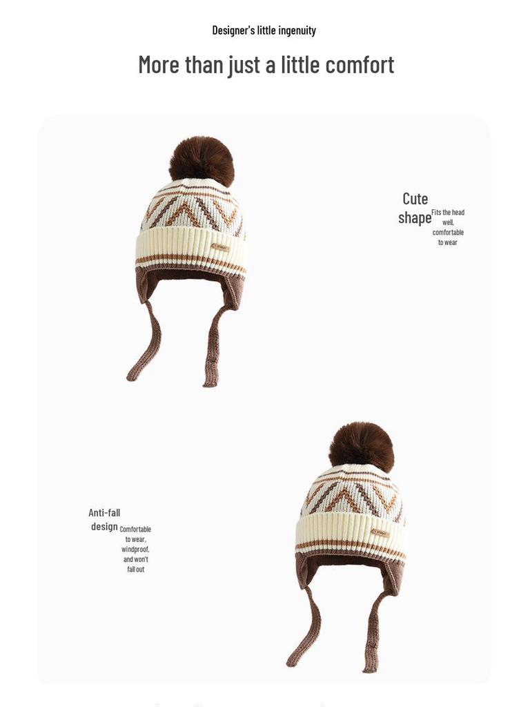 Stilvolle Retro-Strickwollmütze für Kinder für Herbst und Winter - Warm, Vielseitig, Winddicht und Ohrenschützend. Geeignet für Jungen und Mädchen.