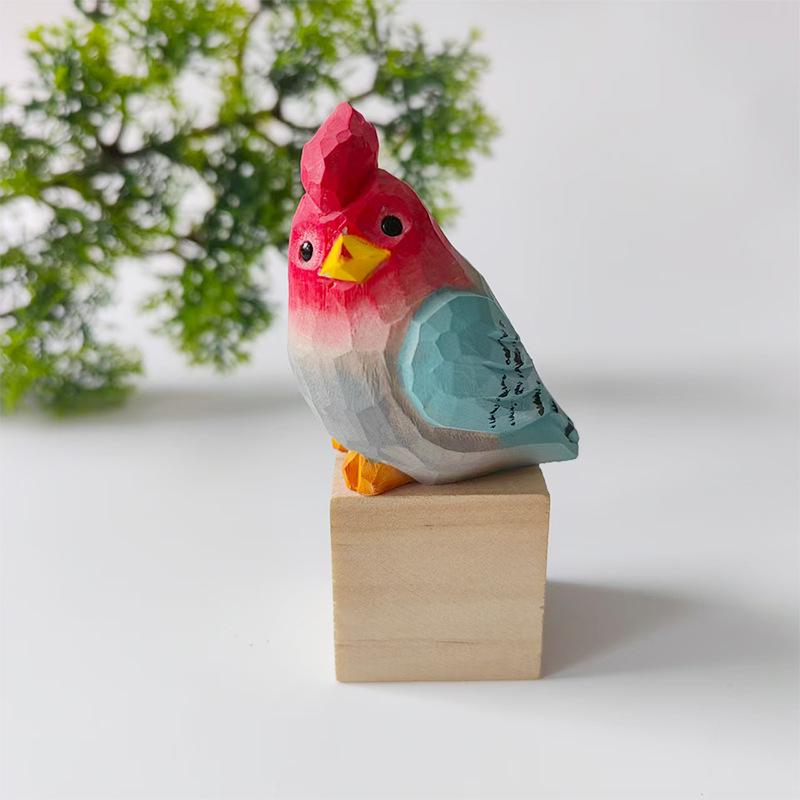 Handgefertigter bemalter Phönix-Vogel aus Massivholz zur Dekoration von Zuhause oder Büro