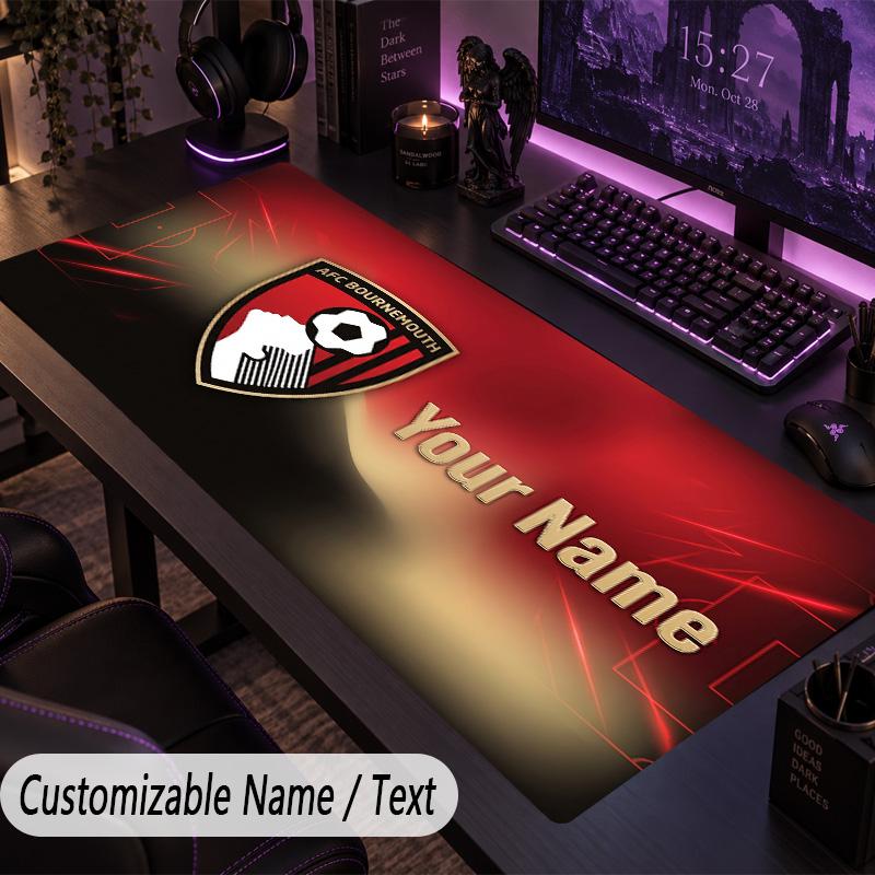Custom Text Big Mousepad, Extended Desk Pad For Laptop Work GameBournemouth Football