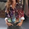 Christmas Theme Women's Long Sleeve Shirt Romantic Snowflake Christmas Tree Party Print Fashion Trend Wear Shirt
