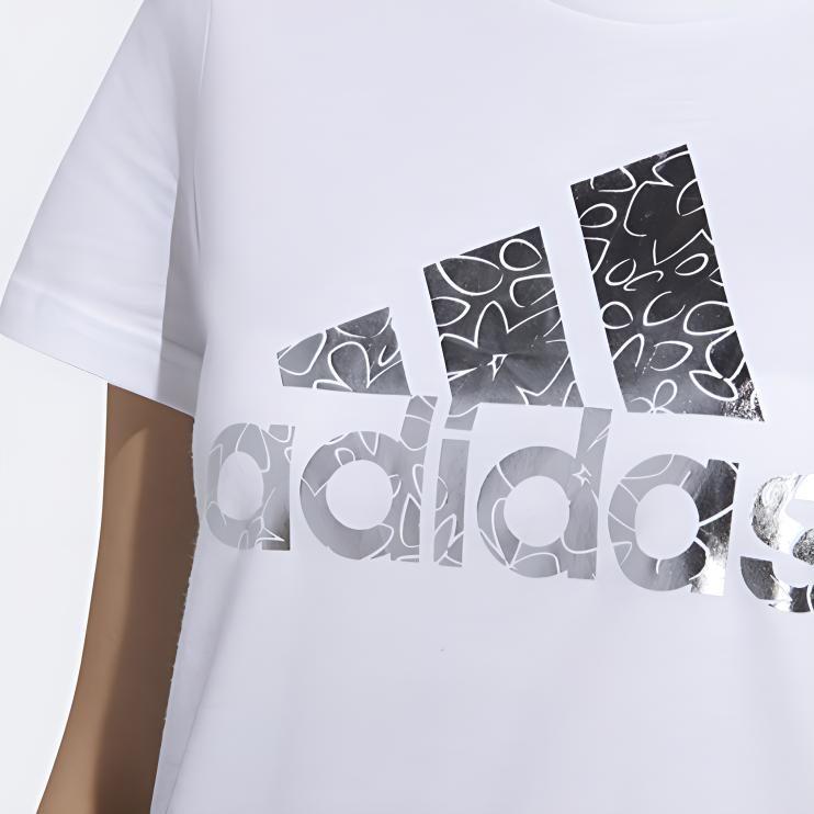 Adidas T Shirts Women's White Crew Neck Moderate Straight Fit FM9291