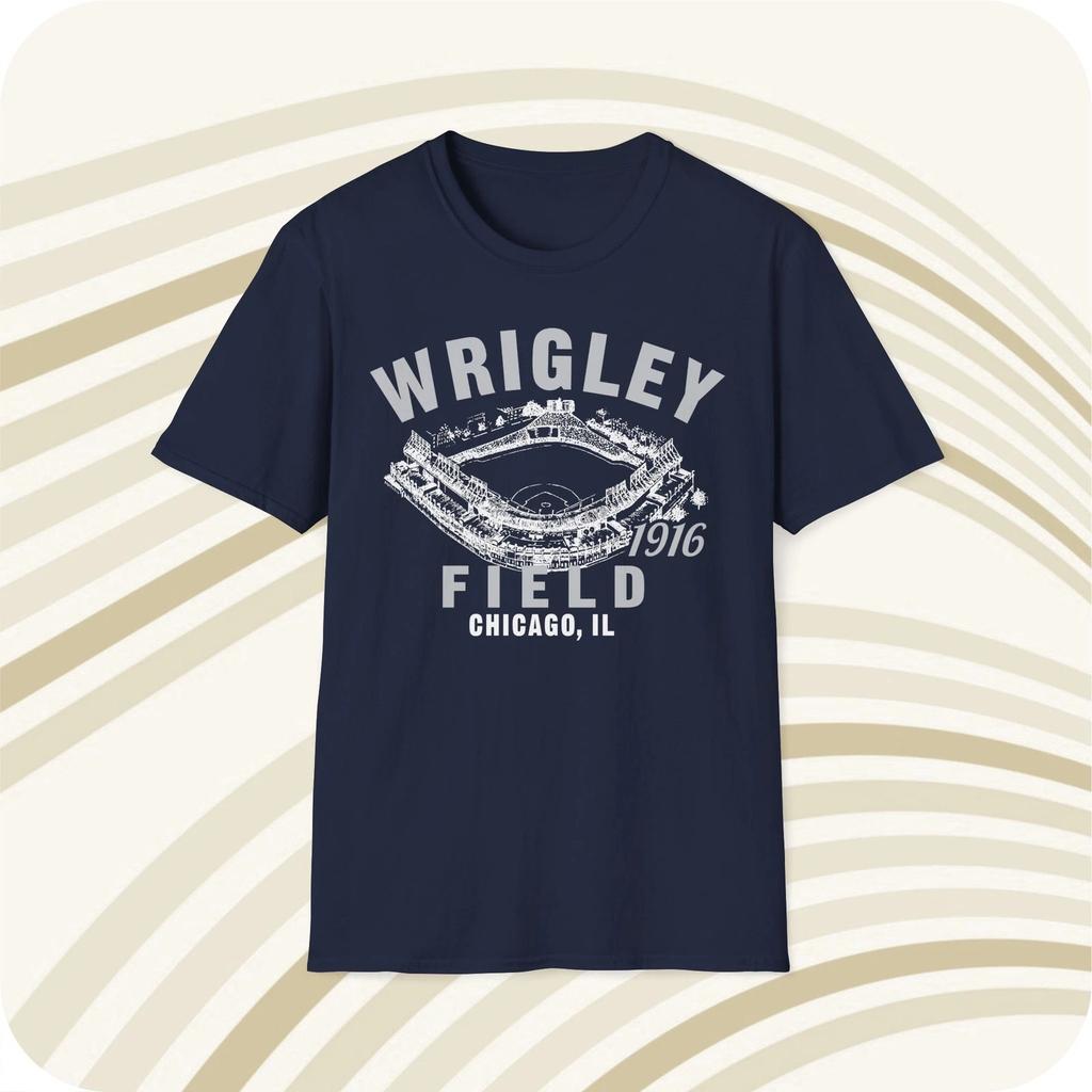 Men's and Women's T-shirts Throwbackmax Wrigley Field 1916 Classic Cut Baseball T-Shirt - Chicago Cubs