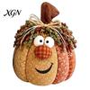 Pastoral Style Seasonal Home Accents Whimsical Patchwork Pumpkin, Pumpkin Table Decor, Cute Smiling Face Soft Fabric Ornaments for Living Room