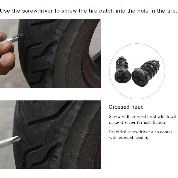 21 PCS Tire Repair Nails Kit, Self-Service Vacuum Tire Repair Spiral Rubber Screws Fast Tool with Screwdriver, Emergency Tyre Repair Nail Kit with