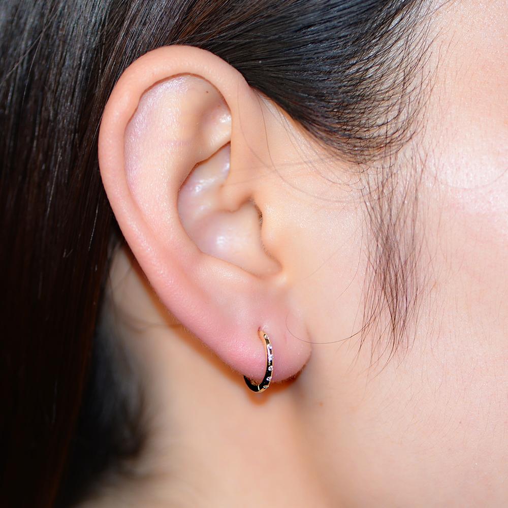 Peishang Jewelry 925 Sterling Silver 14K Gold Plated Mini Series Small Cz Zircon Sample Hoop Huggies Earrings