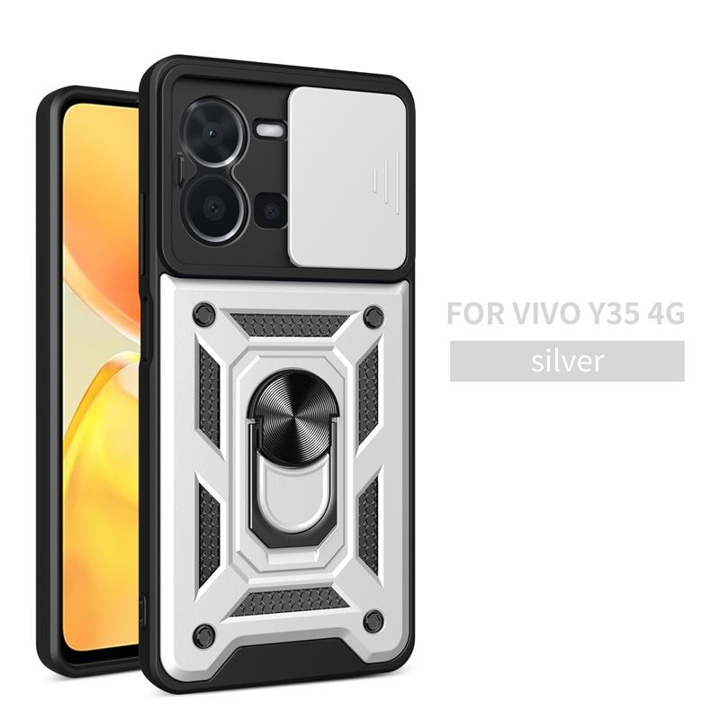 Funda for Vivo Y35 4G Case Slide Camera Lens Protection Cover for Vivo Y 35 VivoY35 35Y Armor Shockproof Stand Phone Case Capa