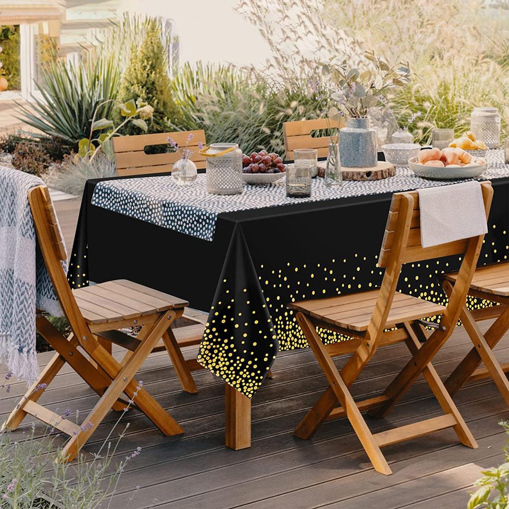 274*137cm Rose Gold Disposable Tablecloth Plastic Dot Table Cloth Cover Kids Adult Birthday Party Decoration Wedding Baby Shower