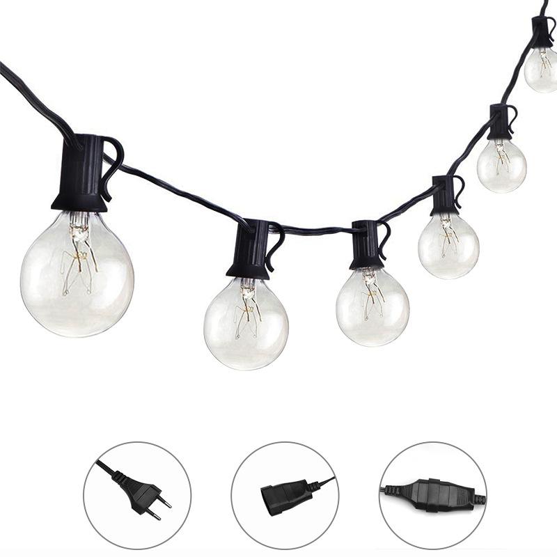 

25 футов гирлянда для патио, рождественский G40, глобус, гирлянда, лампочка, сказочная гирлянда, уличная вечерние, садовая гирлянда, свадебная декоративная 25PCS US