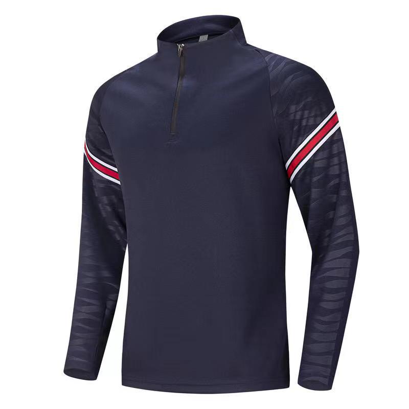 Half-Zip Contrast Stripe Sports Top with Half-Finger Sleeves