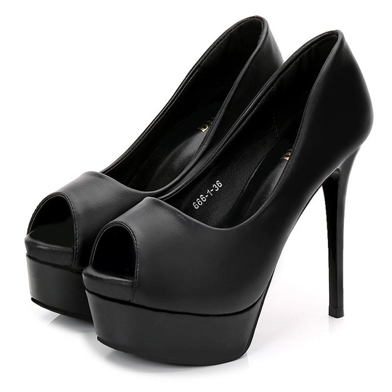 Women Platform High Thin Heel Shoes Peep Toe Stiletto Single Shoes Office Nightclub Party Flight Attendant Model Catwalk Pumps