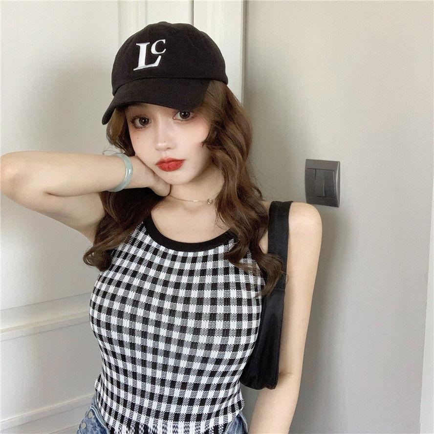 

Короткие вязаные топы на бретелях в корейском стиле, женские весенне-летние тонкие универсальные майки без рукавов, сексуальная верхняя одежда L чёрный