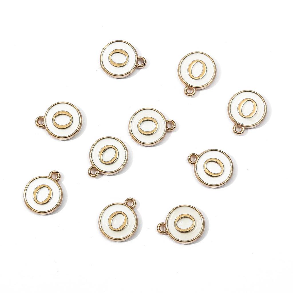 10Pcs 12x2.5mm Alphabet Double Face Charms Pendant Beads for Jewelry DIY Findings