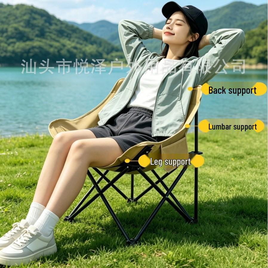 Portable Folding Camping Picnic Table & Chair Set with Moon Chair Roll-up Table