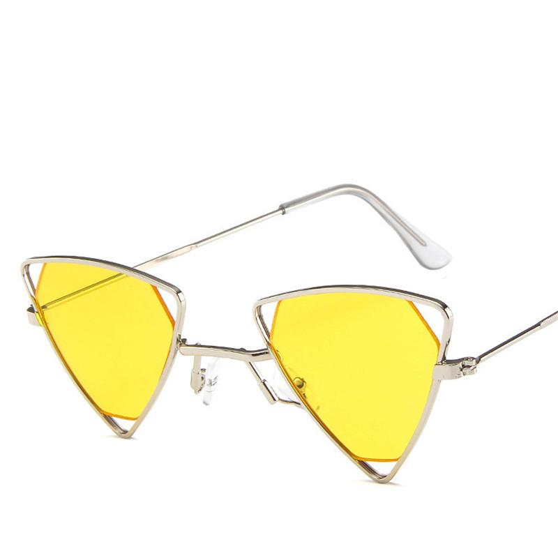 Retro Alloy Triangle Punk Sunglasses Men Hollow Eyewear Candy Colors Gradient Gothic Sun Glasses For Women Openwork Metal Frame
