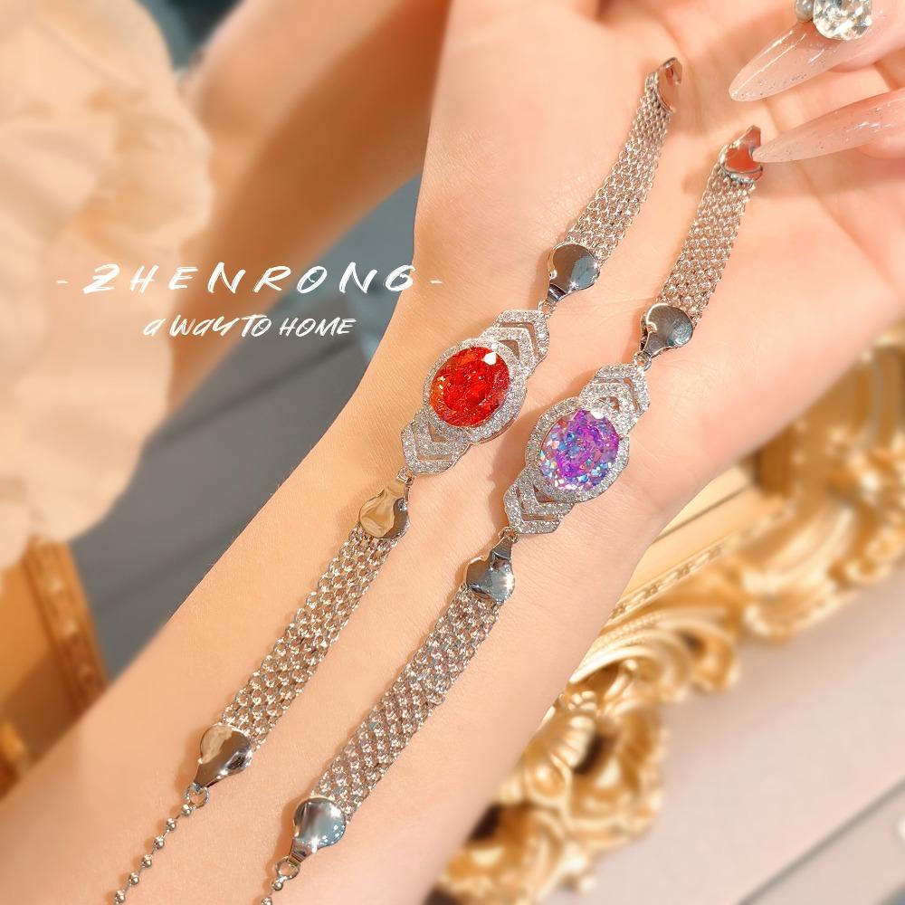 French Fashion High Carbon Diamond Bracelet Stylish Multicolor Nest Cut Zircon Retro Unique Charm Jewelry