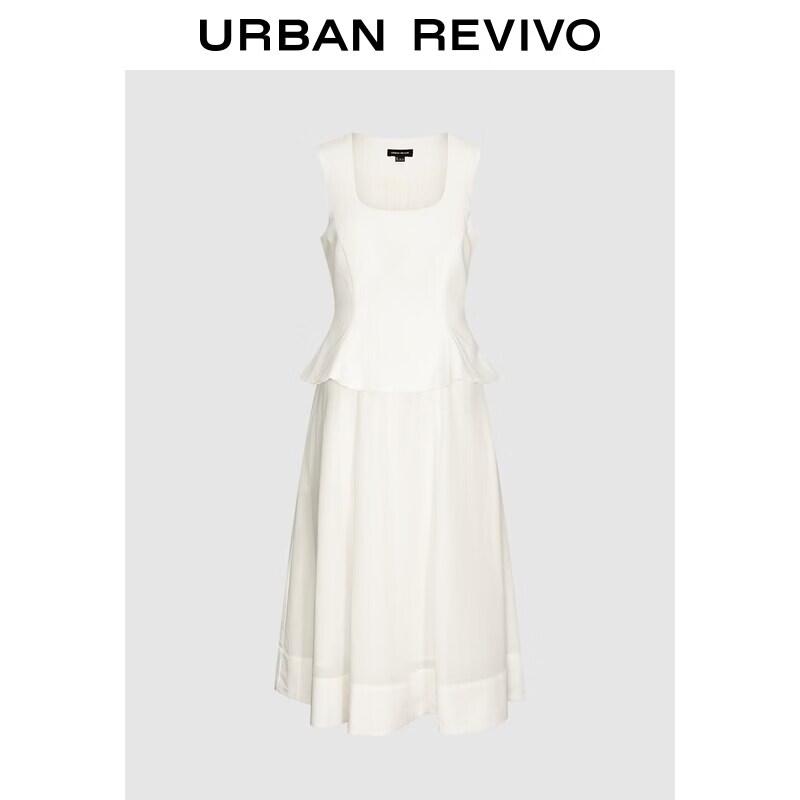 

UR Women s Elegant Pleated Hem U-Neck Sleeveless Dress S