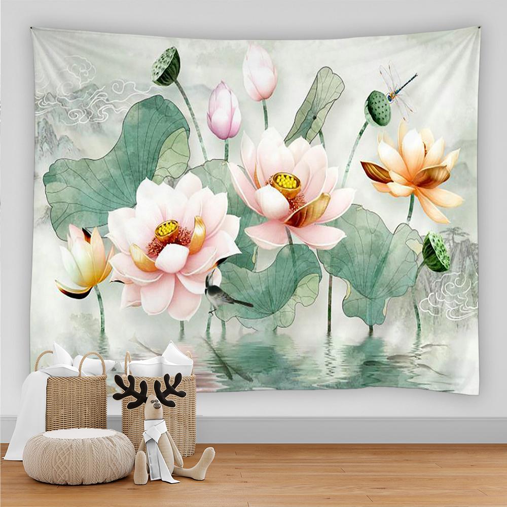 Flower Painting Plant Tapestry Wall Chart Hippie Boho Tapestry Colorful Psychedelic Boho Home Room Decoration