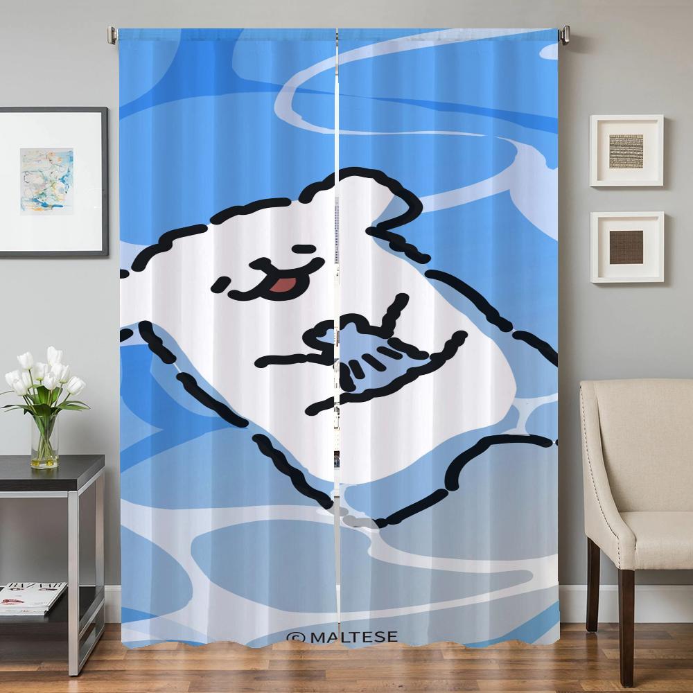 Wystrój Domu Zasłony Kuchenne do Salonu 2 Sztuki Zasłony Zaciemniające Zasłona na Drzwi Maltańczyk Przegroda Dekoracja Sypialni