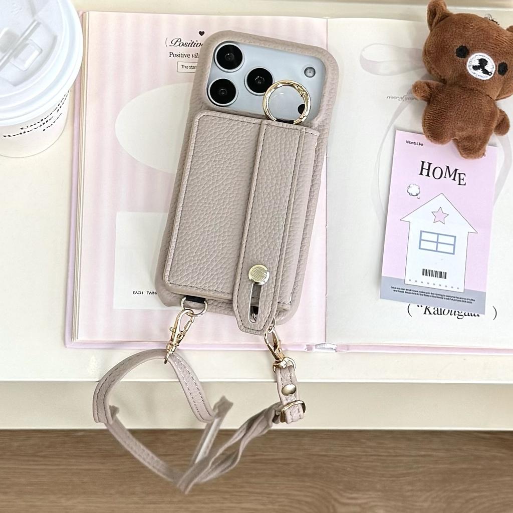 Wrist Strap Crossbody Ring Holder Magnetic Wallet Leather Case For iPhone 17 Pro Max 16 Plus 14 13 12 11 Long Lanyard Bag Cover
