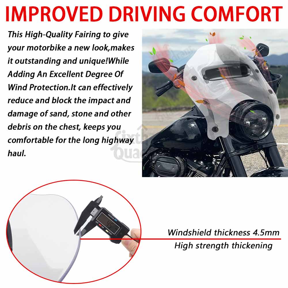 Motorcycle Part Wind Splitter Vented Windshield Fairing Wind Deflector Windscreen For Harley Road King Classic FLHRC/I 1998-2013