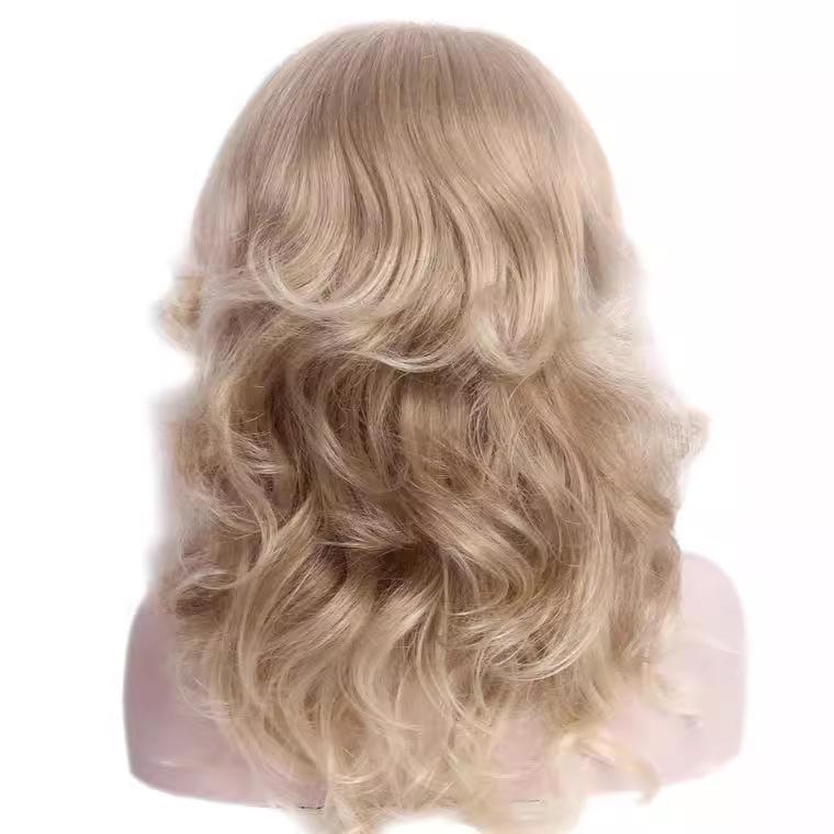 Blonde Wig Golden Brown Wig Women Medium Length Hair Costume Cosplay Party Daily Use Curly Hairpiece High Temperature Fiber Hair