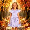 Kids Casual Halloween Printed Sleeve Dress for Party and Holiday